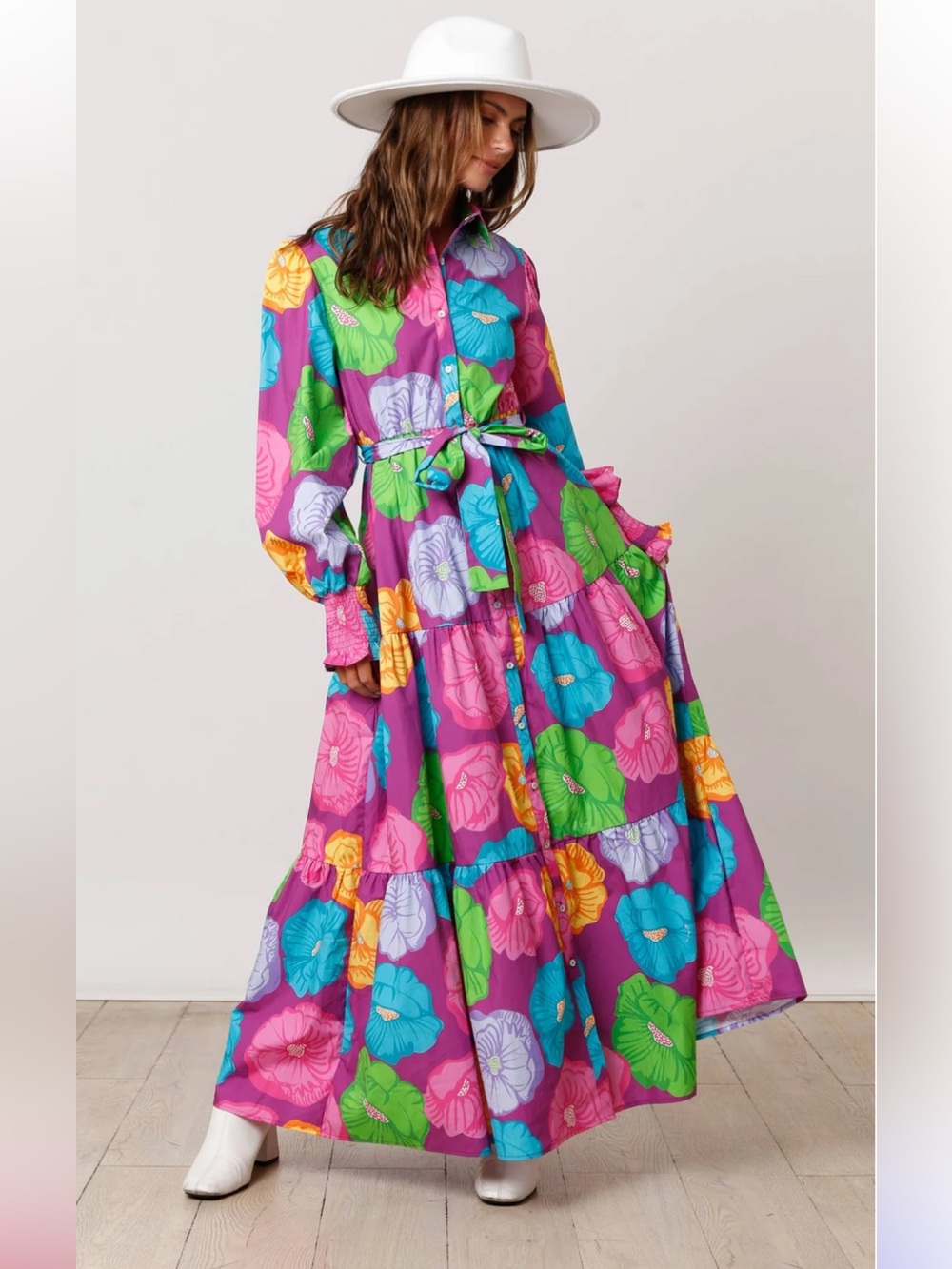 Field Of Poppies Multicolored Maxi Dress - Picture 2 of 14